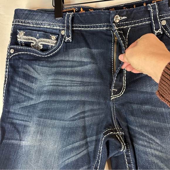 ROCK REVIVAL Women’s Size 36 Denim Jeans Easy Boot Fit Zeni Style Embellished - Picture 6 of 16